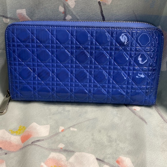 DIOR Lady Dior Blue Cannage Style Zippy Wallet - Picture 1 of 8